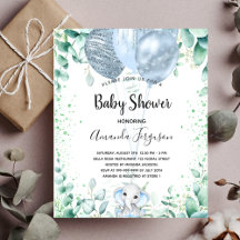 Invitación al elefante eucalipto Baby Shower de pr