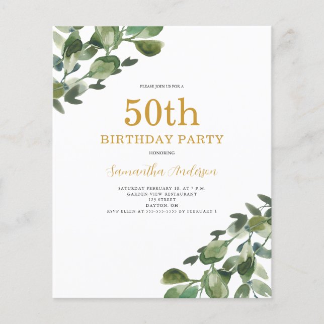 Flyer Invitación al Eucalipto de cumpleaños 50 del presu (Frente)