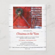Invitación al feriado de Barn de Navidades Rojos P
