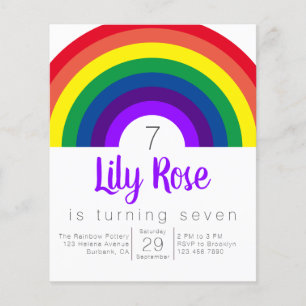 Flyer Invitación al partido de cumpleaños Rainbow Purple