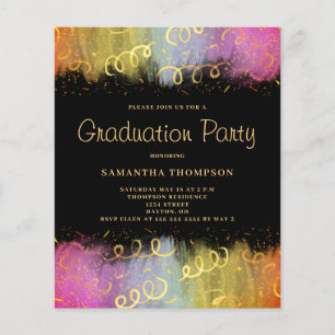 Flyer Invitación al Partido de Graduación de Confetti Ro