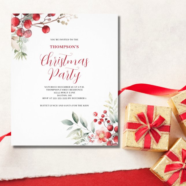 Flyer Invitación al partido floral Red Berry Navidades d (Subido por el creador)