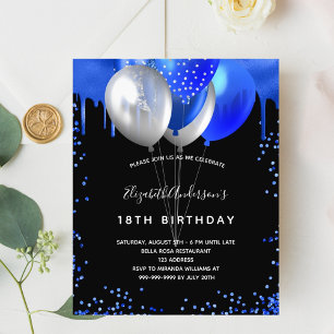 Flyer Invitación al presupuesto azul real de cumpleaños