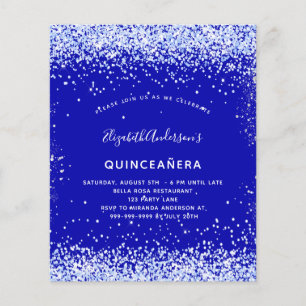 Flyer Invitación al presupuesto azul real de Quinceanera