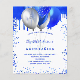 Flyer Invitación al presupuesto azul real de Quinceanera