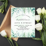 Flyer Invitación al presupuesto de Birthday eucalyptus g<br><div class="desc">Tenga en cuenta que esta invitación está en papel de volante y es muy delgada. Los sobres no están incluidos. Para invitaciones más gruesas (el mismo diseño) visite nuestra tienda. Una invitación a la moda para una fiesta de cumpleaños número 40 (o de cualquier edad), temática forestal encantada. Fondo de...</div>