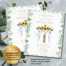 Flyer Invitación al presupuesto de Boda Católica Bilingü