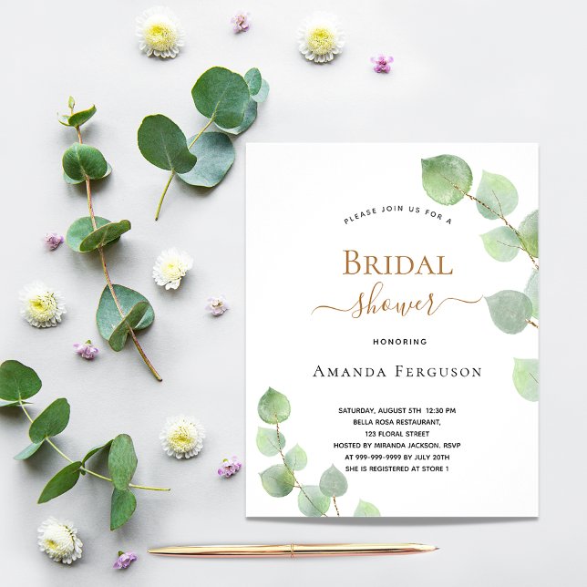 Flyer Invitación al presupuesto de Bridal Shower eucalyp (Subido por el creador)