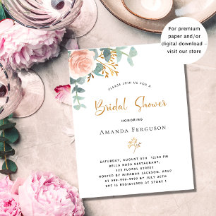 Flyer Invitación al presupuesto de Bridal Shower rosa eu