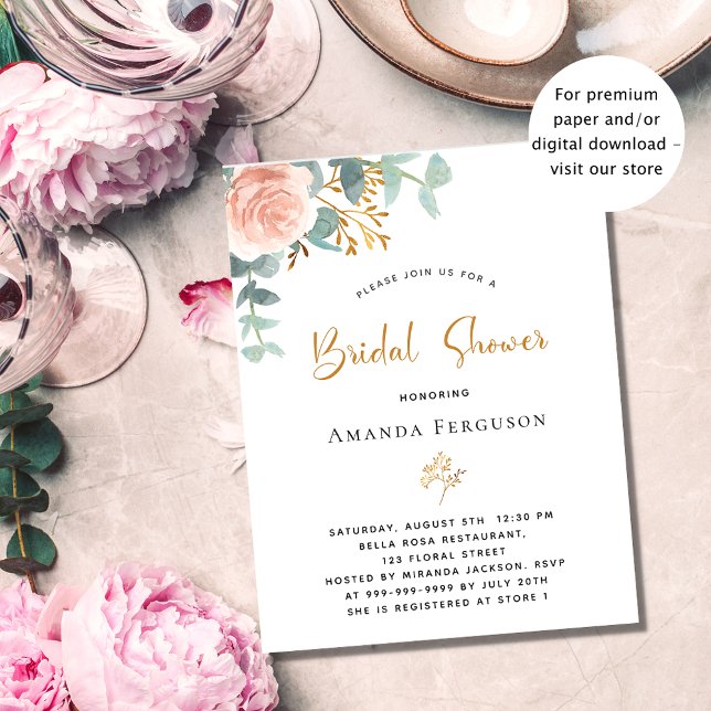 Flyer Invitación al presupuesto de Bridal Shower rosa eu (Subido por el creador)