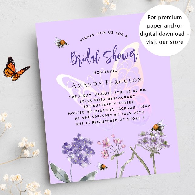 Flyer Invitación al presupuesto de Bridal Shower violeta (Subido por el creador)