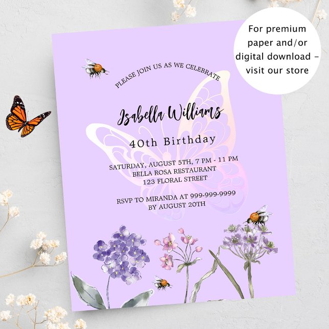 Flyer Invitación al presupuesto de la flor violeta de la (Subido por el creador)