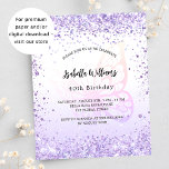 Flyer Invitación al presupuesto de la mariposa de cumple<br><div class="desc">Tenga en cuenta que esta invitación está en papel de volante y es muy delgada. Los sobres no están incluidos. Para invitaciones más gruesas (el mismo diseño) visite nuestra tienda. Para una elegante fiesta de cumpleaños número 40 (o cualquier edad). Fondo de degradado blanco y violeta de moda. Decorada con...</div>