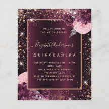 Invitación al presupuesto de oro de Quinceanera bu