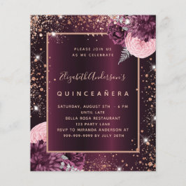 Flyer Invitación al presupuesto de oro de Quinceanera bu