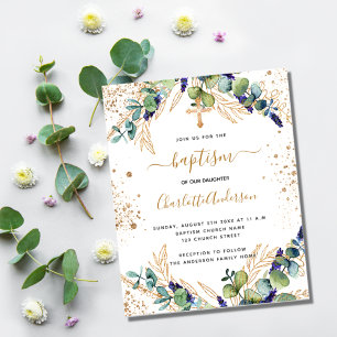 Flyer Invitación al presupuesto de oro del bautismo euca