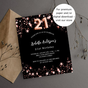 Flyer invitación al presupuesto de oro para rosa negro d