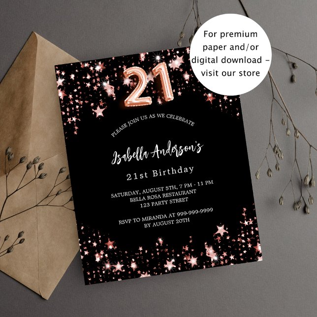 Flyer invitación al presupuesto de oro para rosa negro d (Subido por el creador)