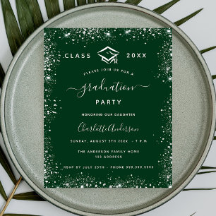 Flyer Invitación al presupuesto de plata verde para grad