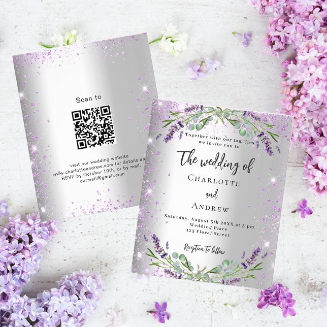 Flyer Invitación al presupuesto de QR RSVP para lavanda  (Subido por el creador)