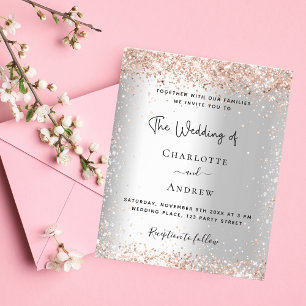 Flyer Invitación al presupuesto del boda rosa de oro de