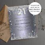 Flyer Invitación al presupuesto del purpurina de plata p<br><div class="desc">Tenga en cuenta que esta invitación está en papel de volante y es muy delgada. Los sobres no están incluidos. Para invitaciones más gruesas (el mismo diseño) visite nuestra tienda. Una invitación moderna, elegante y glamurosa para un fiesta de 21 años. Un fondo falso plateado, decorado con purpurina. Personalice y...</div>