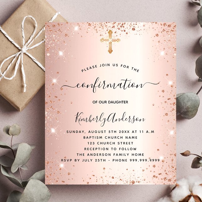 Flyer Invitación al presupuesto del rosa de purpurina de (Subido por el creador)