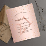 Flyer Invitación al presupuesto por edad de las estrella<br><div class="desc">Tenga en cuenta que esta invitación está en papel de volante y es muy delgada. Los sobres no están incluidos. Para invitaciones más gruesas (el mismo diseño) visite nuestra tienda. Para una elegante fiesta de cumpleaños número 21 (o cualquier edad). Fondo subió de gradiente dorado. Decorado con estrellas. Personalice y...</div>