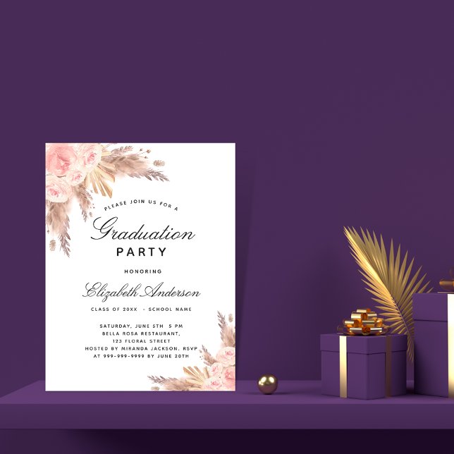 Flyer Invitación al rosa de presupuesto para la graduaci (Subido por el creador)