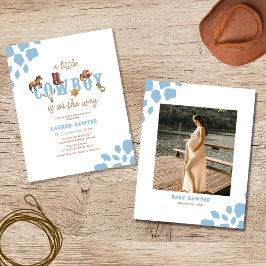 Flyer Invitación Baby Shower de Budget Blue Cowboy Boy