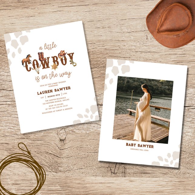 Flyer Invitación Baby Shower de Budget Photo Cowboy Boy (Subido por el creador)