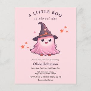 Flyer Invitación Baby Shower de Budget Pink A Little Boo
