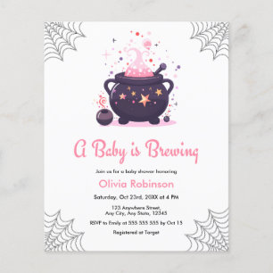 Flyer Invitación Baby Shower de Budget Pink Cauldron Hal