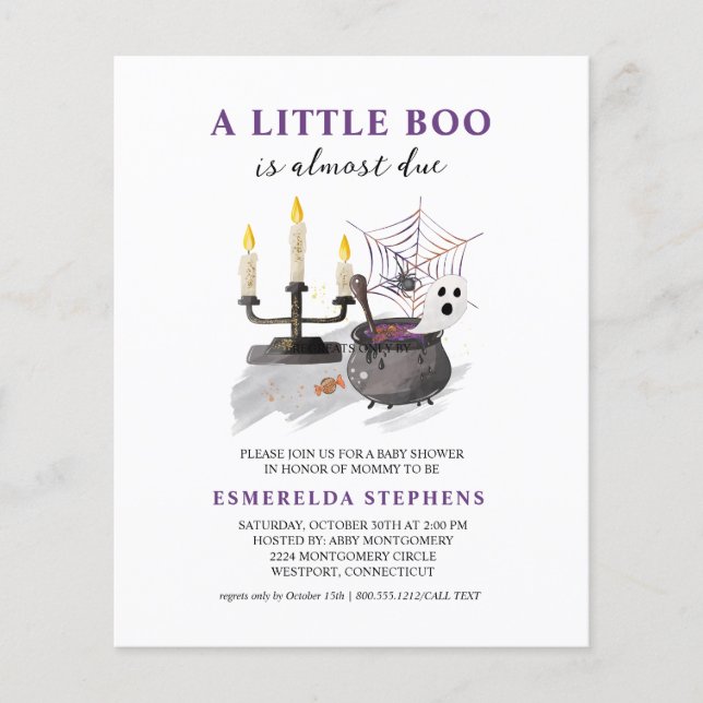 Flyer Invitación Baby Shower de Little Boo de Halloween  (Frente)