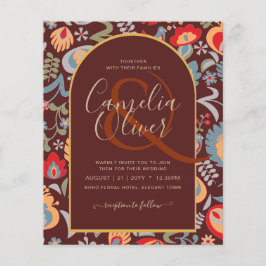 Flyer invitación bilingüe de boda de flores popular,
