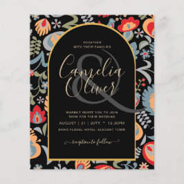 Flyer invitación bilingüe de boda de flores popular,