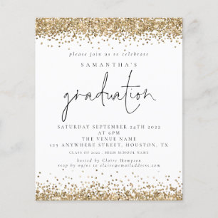 Flyer Invitación blanca de graduación de PAPER Gold Purp