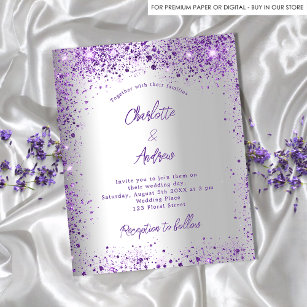 Flyer invitación boda de presupuesto violeta de plata