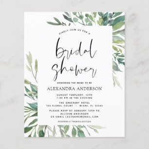 Flyer Invitación botánica a la ducha de novia de presupu