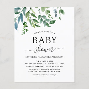 Flyer Invitación botánica para la vegetación de Baby Sho