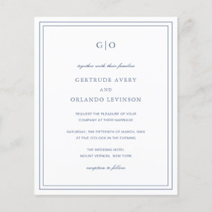 Flyer Invitación Clásica de Boda Azul Polvoriento Presup