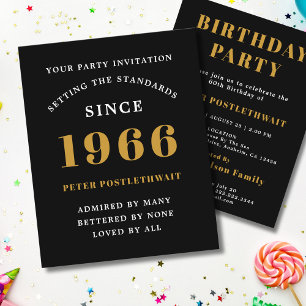 Flyer Invitación Cumpleaños 60 Presupuesto 1966 Negro Or