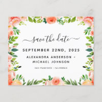Invitación de Ahorro Coral Floral Rosa para Guarda
