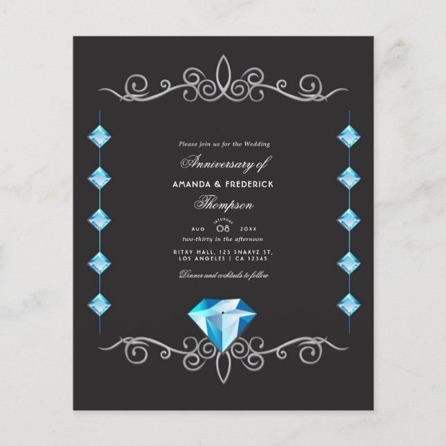Flyer Invitación de aniversario de bodas de diamante (Frente)