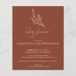 Flyer Invitación de Baby Shower Botánico con Ramo de Ter