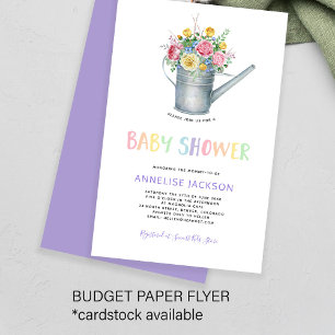 Flyer Invitación de baby shower con acuarela floral colo