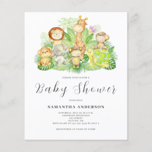 Flyer Invitación de Baby Shower con temática de safari c