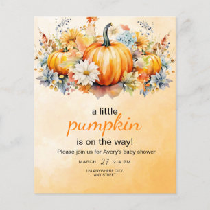 Flyer Invitación de Baby Shower de Calabacita de Otoño, 