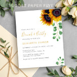 Flyer Invitación de baby shower de girasoles eucalipto e<br><div class="desc">Elegante acuarela rústica de hojas de eucalipto y girasoles, invitación moderna y económica para brunch y brindis en la despedida de soltera, VOLANTE con tipografía de letra script chic dorada falsa. ¡POR FAVOR LEA ESTO ANTES DE COMPRAR! Esta es una tarjeta económica impresa en un VOLANTE. Tenga en cuenta que...</div>