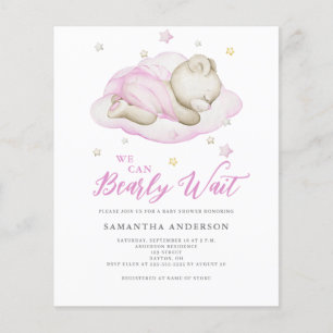 Flyer Invitación de Baby Shower de la Niña Oso de Presup